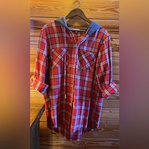 Button Down with Hoodie So Cute